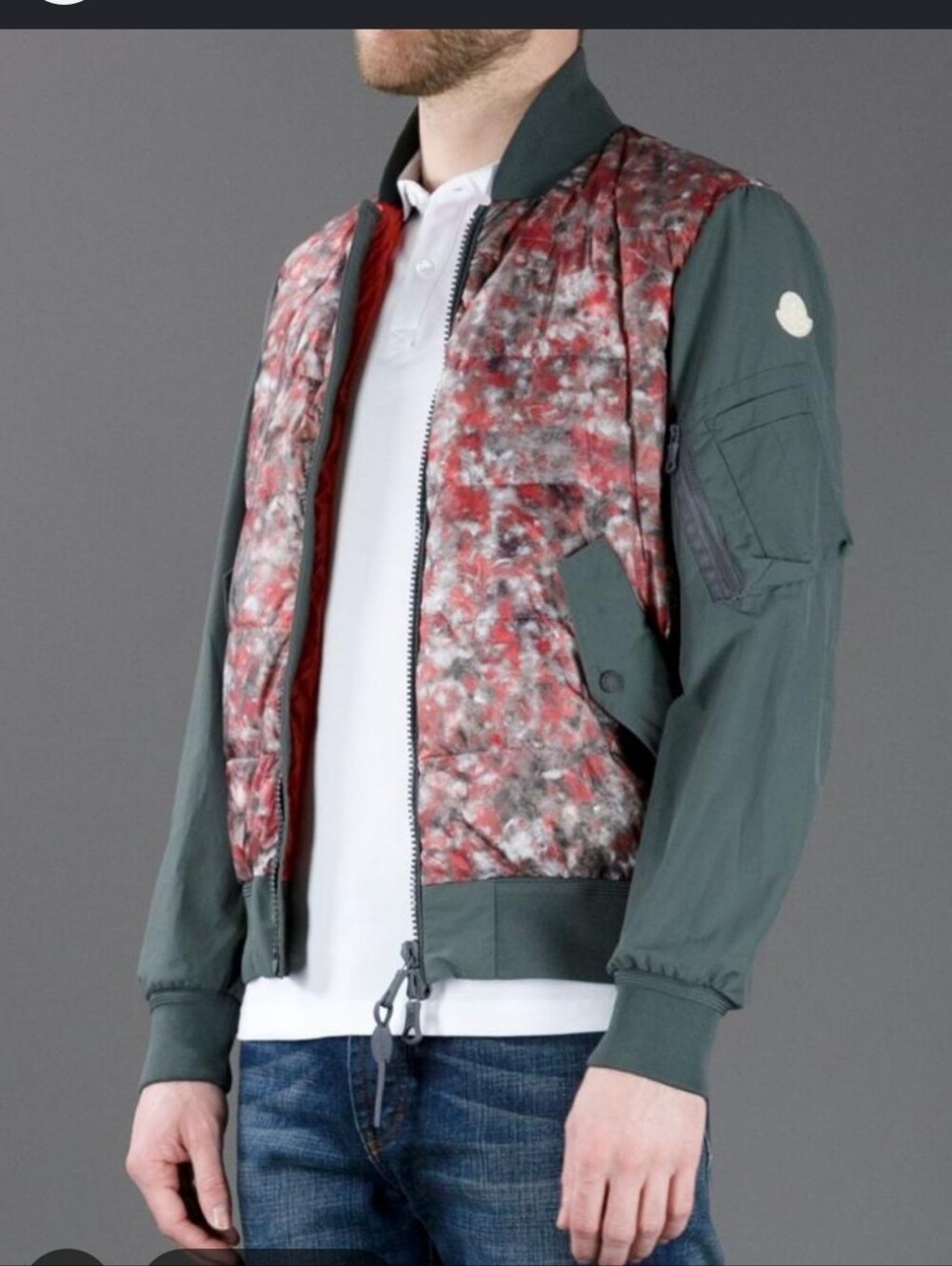 Moncler Biggin Men's Green & Pink Patterned Bomber Jacket
